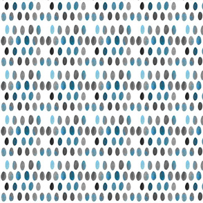 Funny Polka Dots  - Around Indigo -  grey, indigo, turquoise, peacock, blu, white