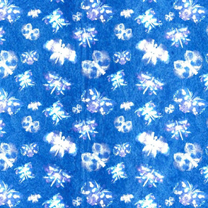 Spread Your Wings Batik - Around Indigo - butterfly,  batik, turquoise, blu, white