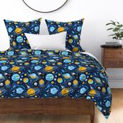 Highway to Intergalactic Adventures - Navy Blue & Mustard Yellow - Large Scale