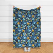 Highway to Intergalactic Adventures - Cerulean Blue & Mustard Yellow - Large Scale