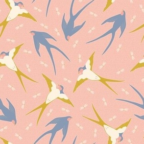 Chasing Dragonflies - Swallows Pink-Gold by DEINKI