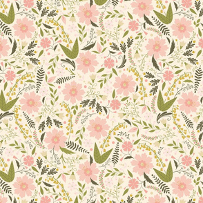 Folk Wildflowers Pink by DEINKI (Medium scale)