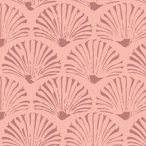 LARGE Art Deco scallop - Elle - Pink and Burnt Mauve