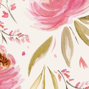 ( large ) Florence, floral, flowers, soft pink, watercolor florals