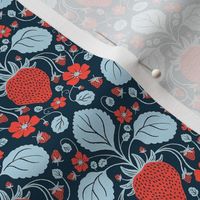 Strawberry Damask in Navy - Small