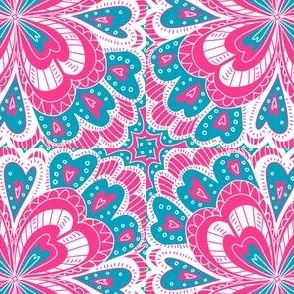 Heart Doodle Flower Jumbo Mandala pink blue