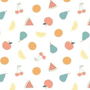 (small scale) fruit - summer fruit - pink/mint/orange - LAD21