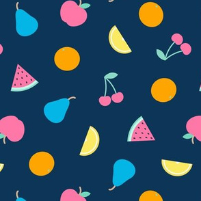 fruit - summer fruit on dark blue - LAD21