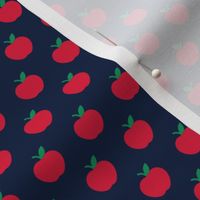 (small scale) apples - red on navy - back to school - LAD21
