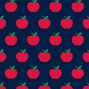 apples - red on navy - back to school - LAD21