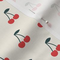 cherries - simple cherry - vintage red on cream - LAD21