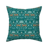 (M)) Rain forest damask turquoise