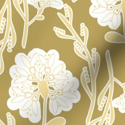 Scandi Field Flowers - Cream and Gold  