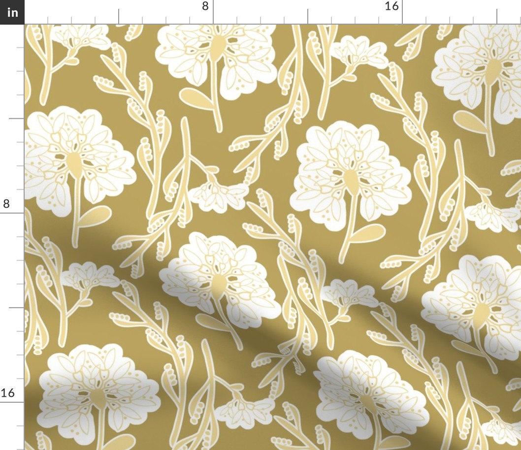 Scandi Field Flowers - Cream and Gold  