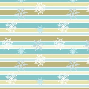 Elgin - Aqua/Gold Stripes with Snowflakes 