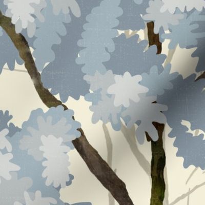 Ernesto II - Blue Trees - Mixed Media - Cream Linen