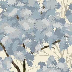 Ernesto II - Blue Trees - Mixed Media - Cream Linen