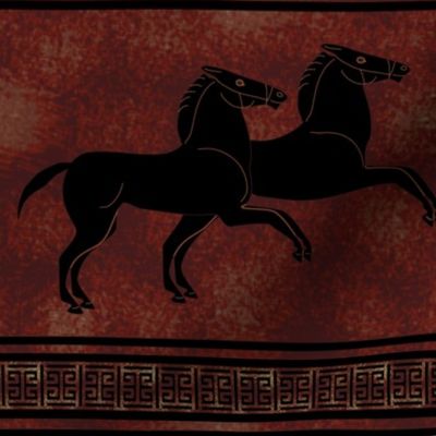 Black Greek Horse Stripe on Burgundy Red