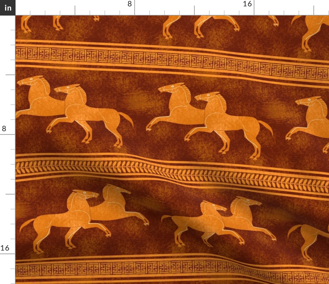 Greek Horse Stripe in Brown and Orange