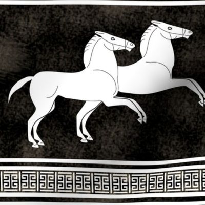 White Greek Horse Stripe on Black