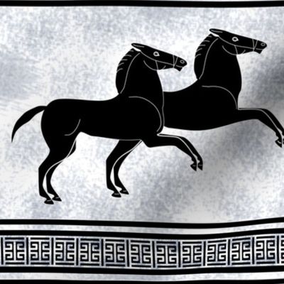 Black Greek Horse Stripe on Gray