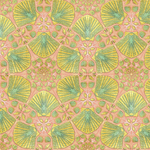 Golden Seashells Floral Pastel