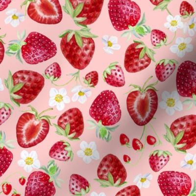 Strawberries on Light Pink