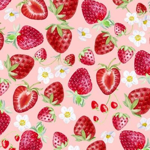 Strawberries on Light Pink