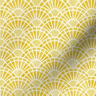 Golden Yellow Sun- Endless Summer-Art Deco Sunshine SmallNeo Art Deco- Small Scale- Quilt Blender- Face Mask