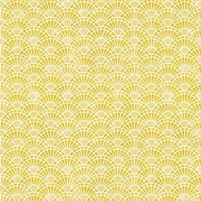 Golden Yellow Sun- Endless Summer-Art Deco Sunshine SmallNeo Art Deco- Small Scale- Quilt Blender- Face Mask