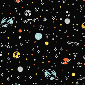 Doodle Space Pattern - Black