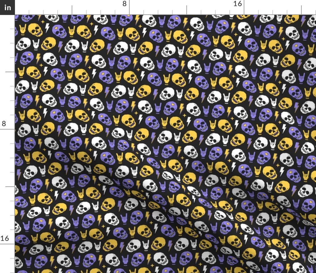 skull purple yellow black