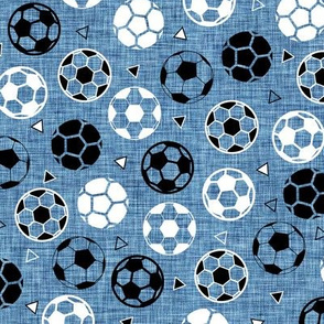 Soccer Triangles Blue Linen