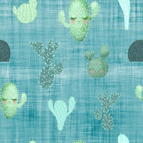 cactus teal linen