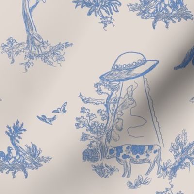 Cream and Blue  Cryptid Pastoral Toile