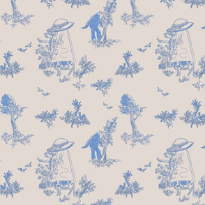 Cream and Blue  Cryptid Pastoral Toile