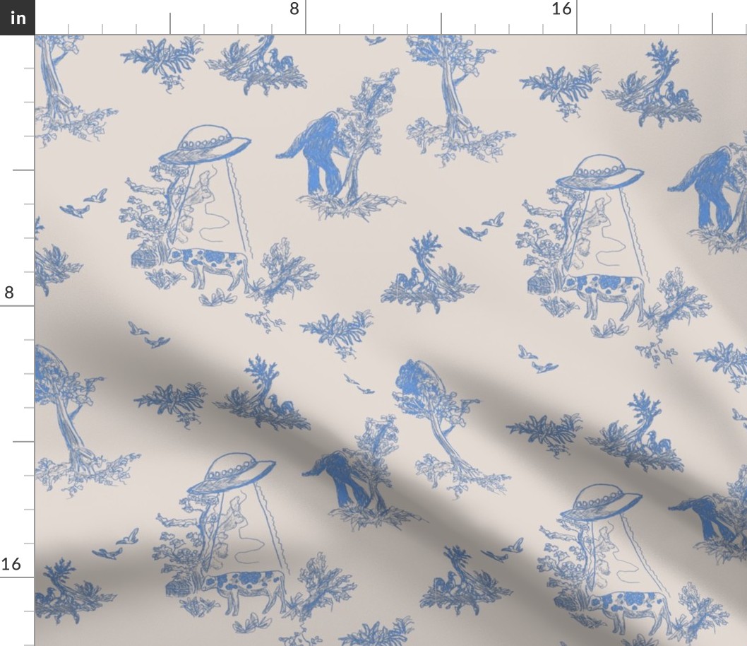 Cream and Blue  Cryptid Pastoral Toile