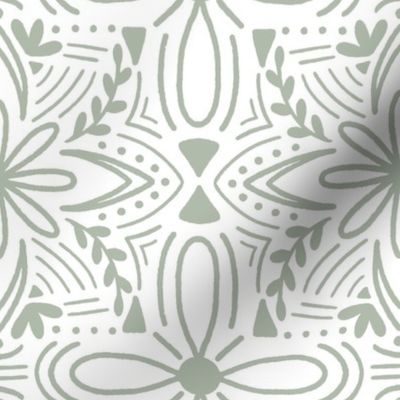 Farmhouse Petal Tile  - Dusty Sage Large Scale