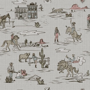 VINTAGE COWBOYS AND COWGIRLS - LIGHT GREY