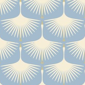 Art Deco Swans - Heavenly Blue - 3" Wide Repeat