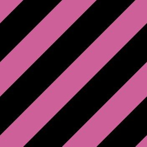 Diagonal Cabana Stripes in Pink Phlox + Black