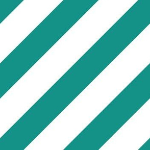 Diagonal Cabana Stripes in Veridian Green + White