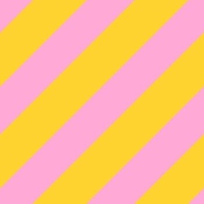 Diagonal Cabana Stripes in Pink Lemonade