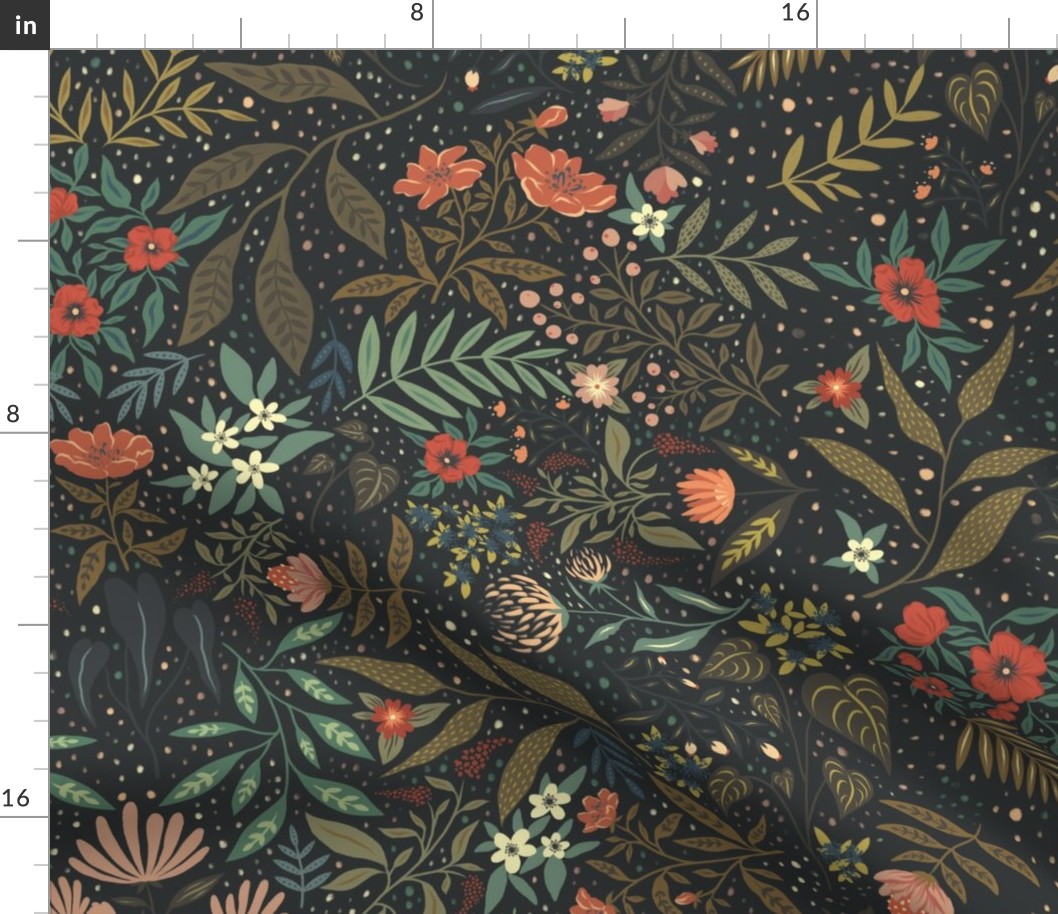 Dark Botanical Fabric | Spoonflower