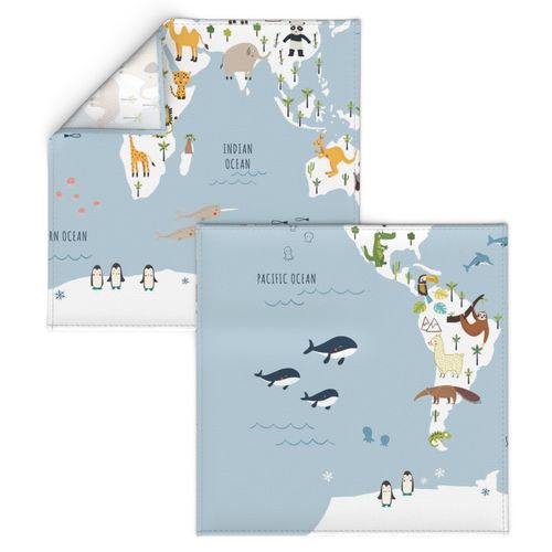 Play mat Animals Map light blue