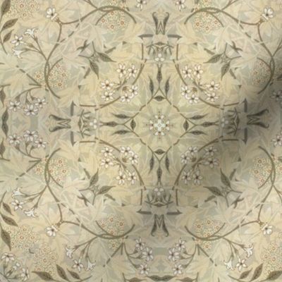 William Morris Tribute Floral Beige Smaller Scale