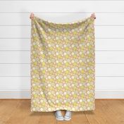Bright and Cheerful Golden Yellow Summer Scattered  Big Polka Dots - large scale