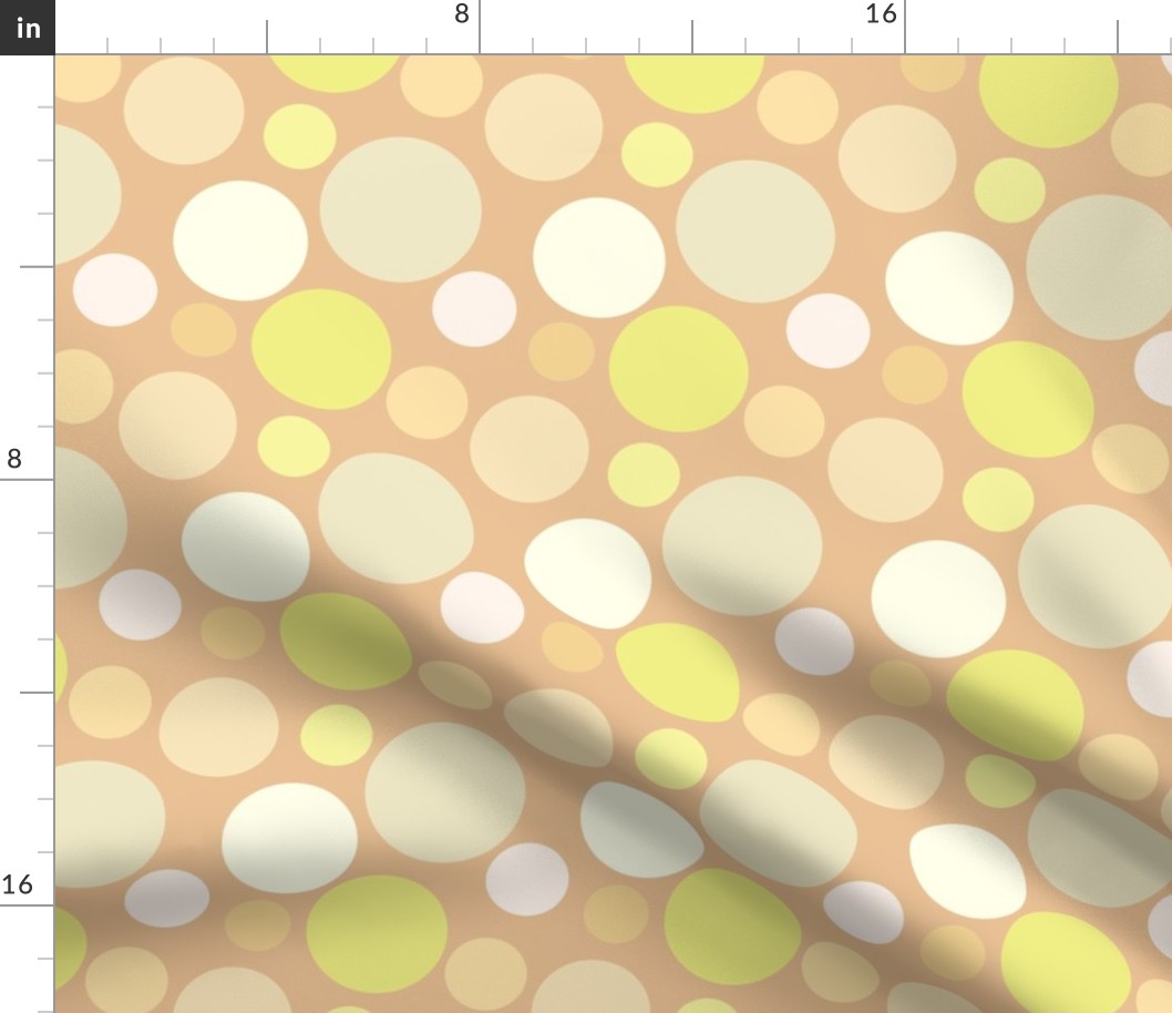 Bright and Cheerful Golden Yellow Summer Scattered  Big Polka Dots - large scale