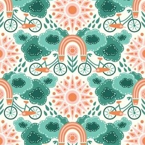 Bicycles + Rainbows | Small Scale | Teal Orange Bicycle