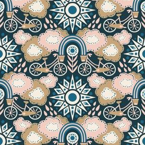 Bicycles + Rainbows | Small Scale | Navy Blush Deco Bicycle